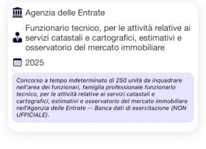 Concorso Agenzia delle Entrate Funzionari Tecnici Servizi Catastali e Cartografici 2025