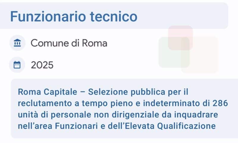 funzionario tecnico roma 2025
