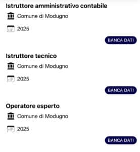 Banche dati modugno 2025