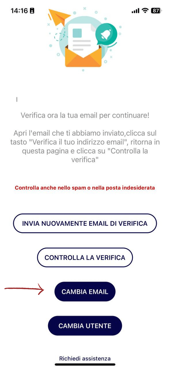 Cambia email