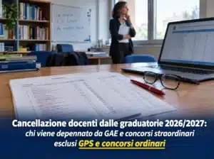 Cancellazione docenti dalle graduatorie 2026/2027: chi viene depennato da GAE e concorsi straordinari, esclusi GPS e concorsi ordinari