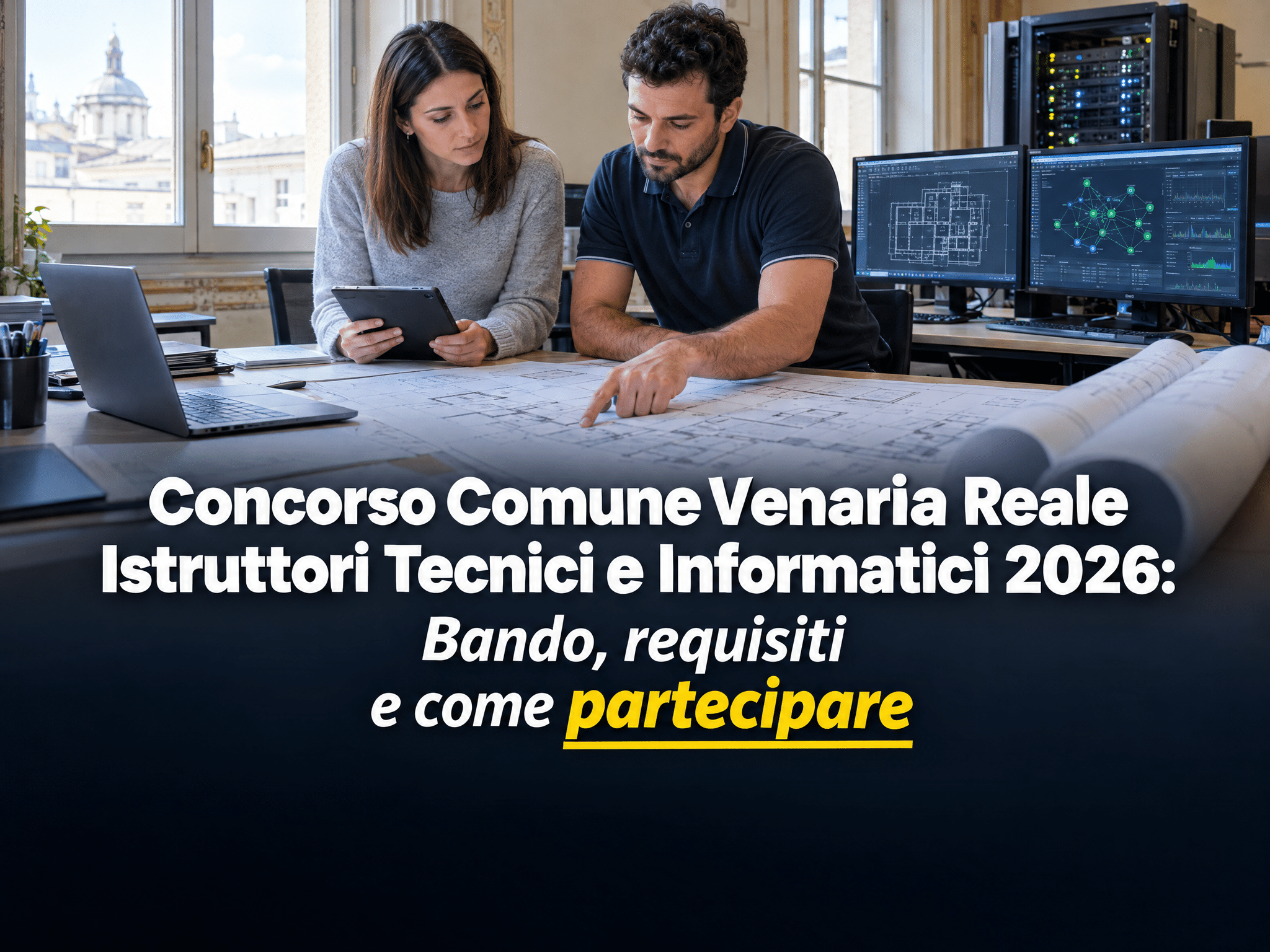 Concorso Comune Venaria Reale Istruttori Tecnici e Informatici 2026: 4 posti a tempo indeterminato