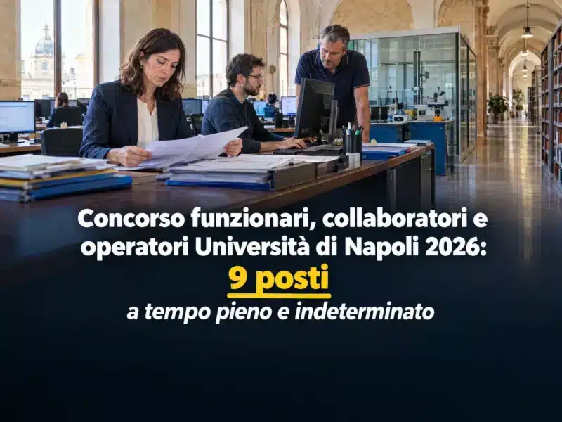Concorso funzionari, collaboratori e operatori Università di Napoli 2026: 9 posti a tempo pieno e indeterminato