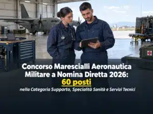Concorso Marescialli Aeronautica Militare a Nomina Diretta 2026: 60 posti nella Categoria Supporto, Specialità Sanità e Servizi Tecnici