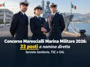 Concorso Marescialli della Marina Militare Nomina Diretta 2026 - 33 posti nelle categorie Servizio Sanitario, TSC e SAL