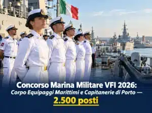 Concorso Marina Militare VFI 2026: 2.500 posti per il Corpo Equipaggi Militari Marittimi e nelle Capitanerie di Porto