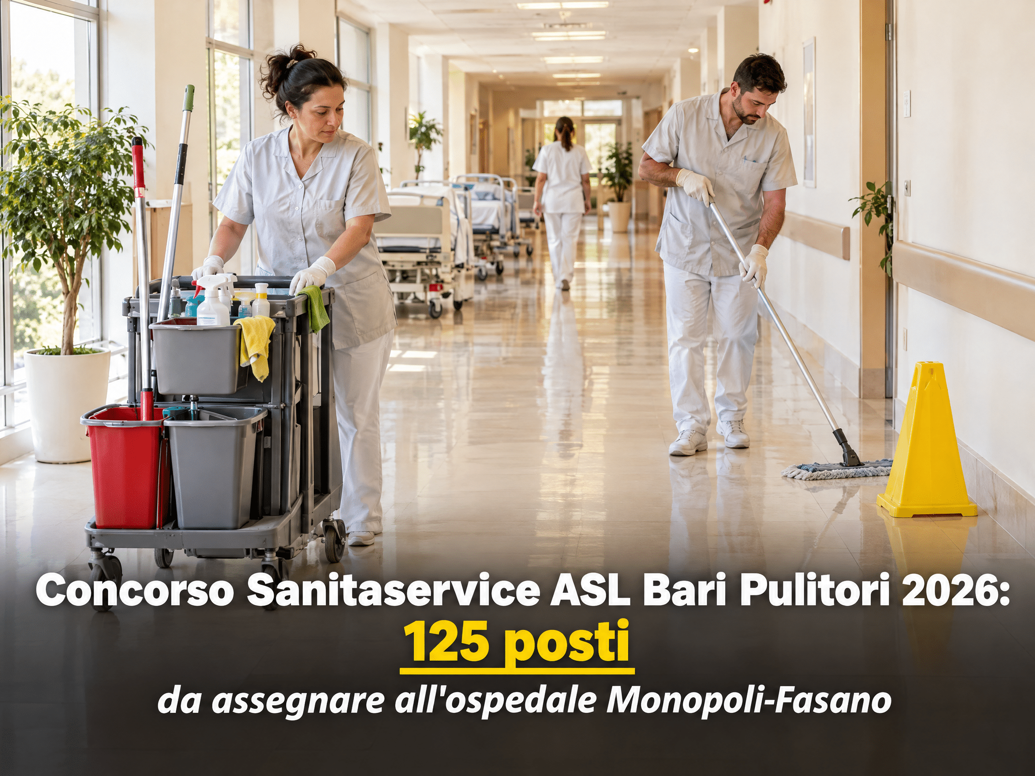 Concorso Sanitaservice ASL Bari Pulitori 2026: 125 posti da assegnare all'ospedale Monopoli-Fasano