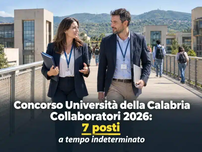 Concorso Università della Calabria Collaboratori 2026: 7 posti a tempo indeterminato