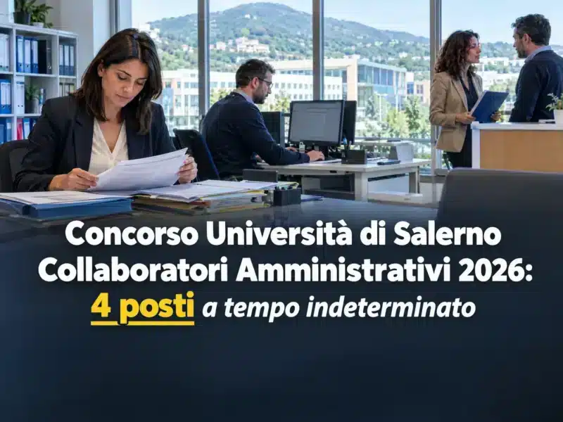 Concorso Università di Salerno Collaboratori Amministrativi 2026: 4 posti a tempo indeterminato