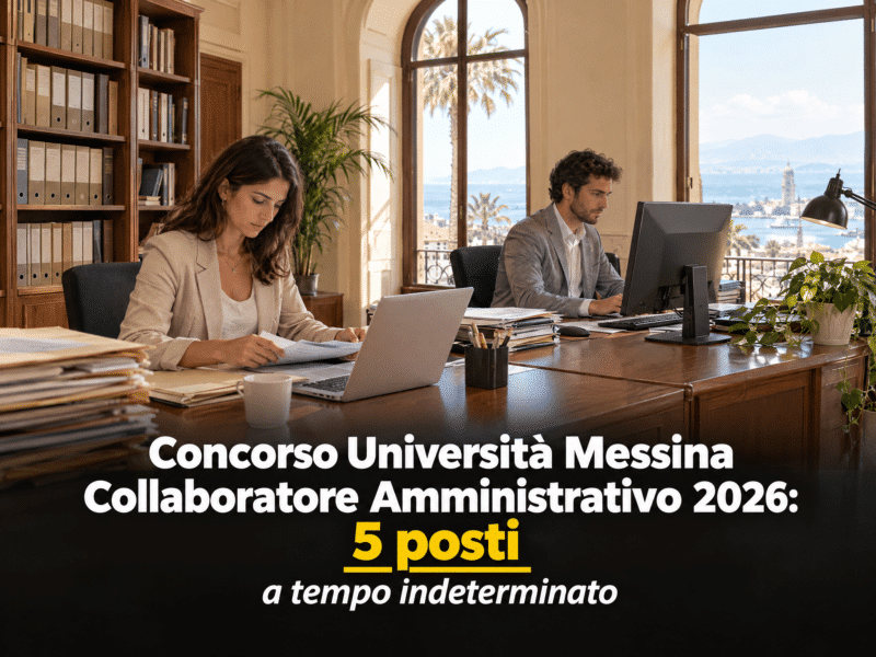Concorso Università Messina Collaboratore Amministrativo 2026: 5 posti a tempo indeterminato