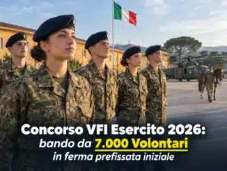 Concorso VFI Esercito 2026: bando da 7.000 Volontari in ferma prefissata iniziale