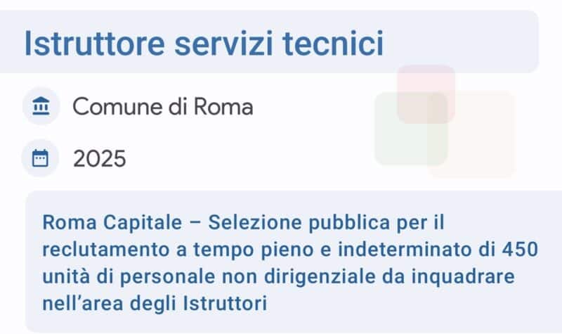 istruttore tecnico banca dati 2025