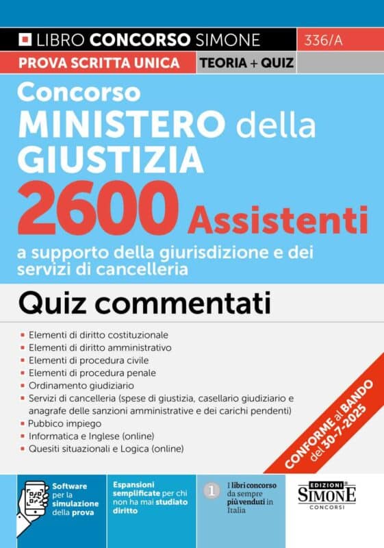 Manuale Concorso Ministero della Giustizia 2600 Assistenti – Quiz Commentati