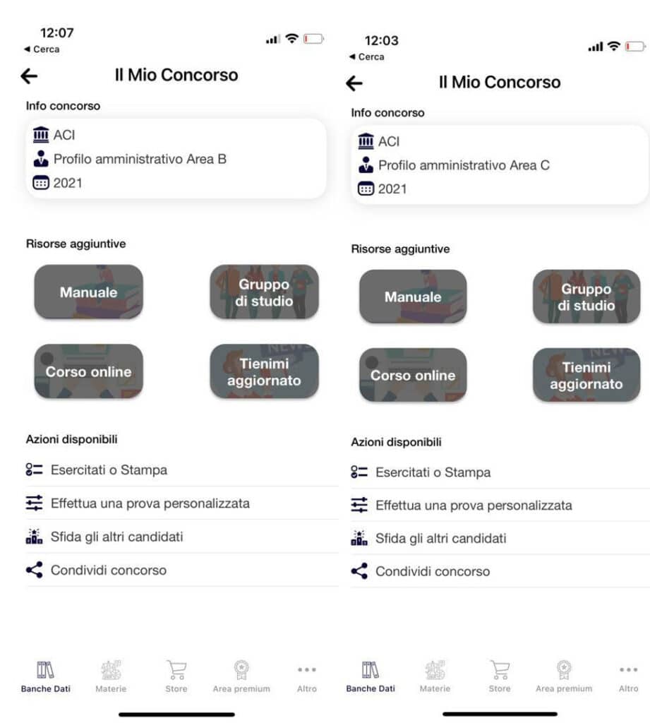quiz concorsi aci - banche dati - simulazione