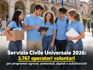 Servizio Civile Universale 2026: Bando per volontari da 3.767 operatori volontari per programmi agricoli, ambientali, digitali e autofinanziati