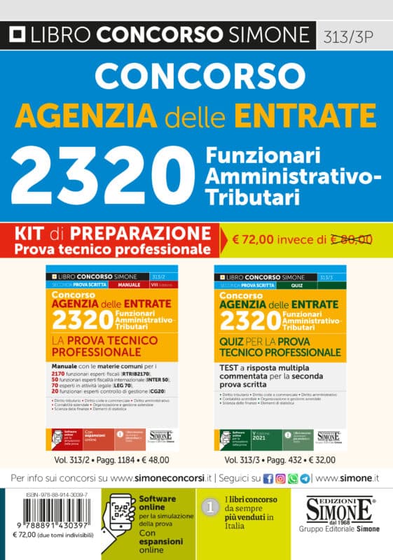 Concorso Agenzia delle Entrate 2320 Funzionari Amministrativo-Tributari – KIT di preparazione Prova tecnico professionale