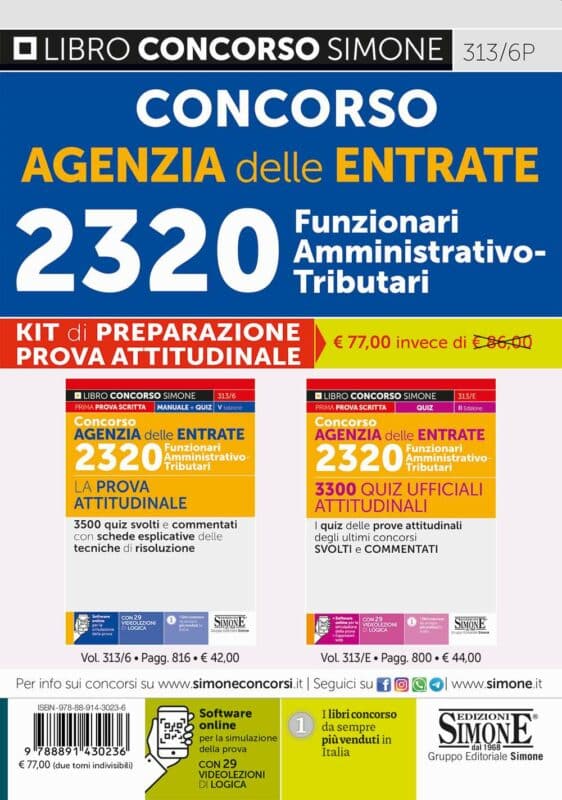 Concorso Agenzia delle Entrate 2320 Funzionari Amministrativo-Tributari – KIT di preparazione prova attitudinale