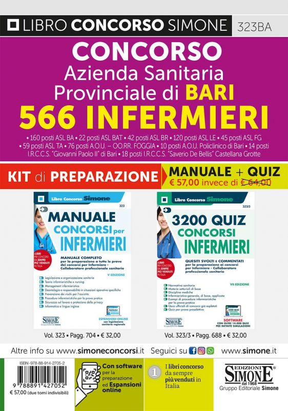 Azienda Sanitaria Provinciale di Bari – Concorso 566 Infermieri – Kit di preparazione al concorso