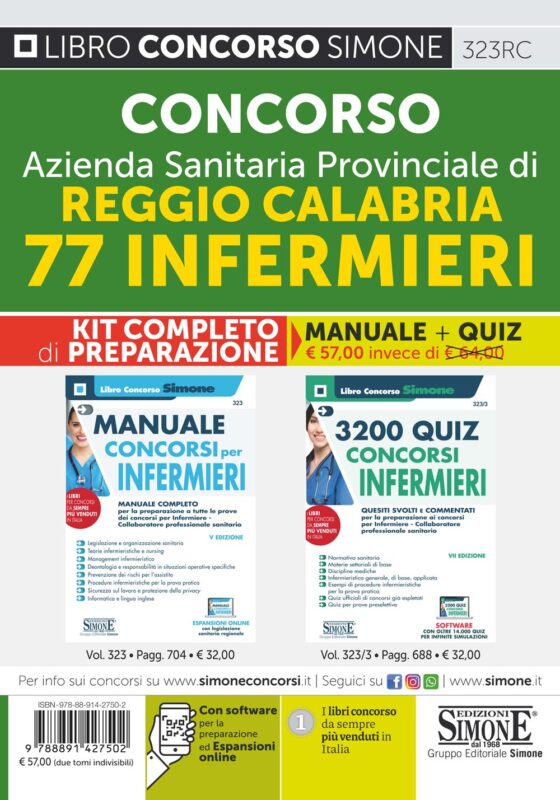 Concorso Azienda Sanitaria Provinciale di Reggio Calabria 77 Infermieri – KIT completo di preparazione