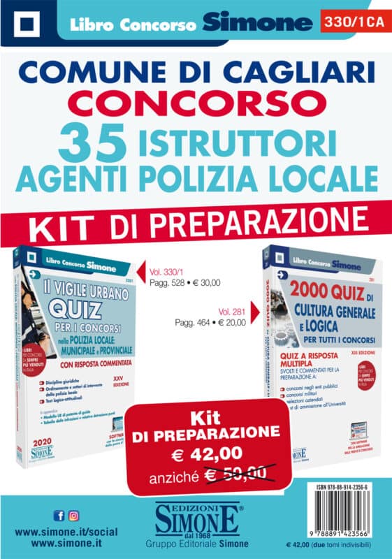 Comune di Cagliari Concorso 35 Istruttori Agenti Polizia Locale – KIT di preparazione