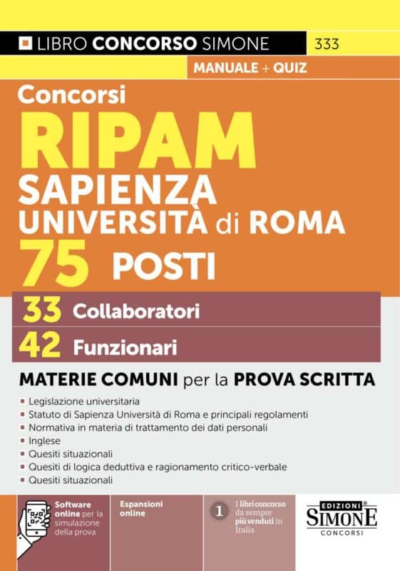 Manuale Concorsi RIPAM Sapienza Università di Roma 75 Posti – 33 Collaboratori – 42 Funzionari