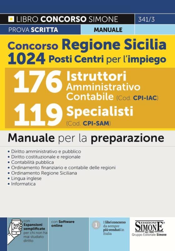 Manuale Concorso Regione Sicilia 2022 – (Cod. CPI – IAC)- (Cod. CPI – SAM) – Per la Preparazione