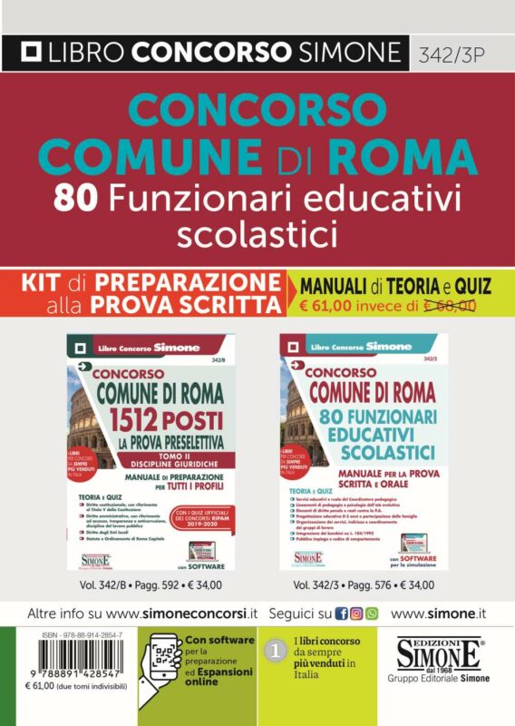 Comune di Roma 80 Funzionari Educativi Scolastici – KIT di preparazione alla prova scritta