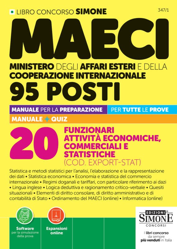 Manuale Concorso MAECI 95 Posti – 20 Funzionari attività economiche, commerciali e statistiche (COD. EXPORT-STAT)