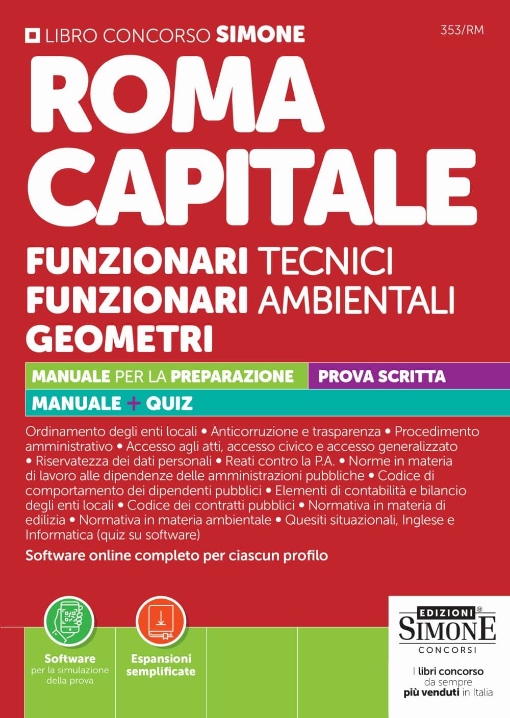 Manuale Concorso Roma Capitale - Funzionari Tecnici, Funzionari Ambientali e Geometri - Edizioni Simone