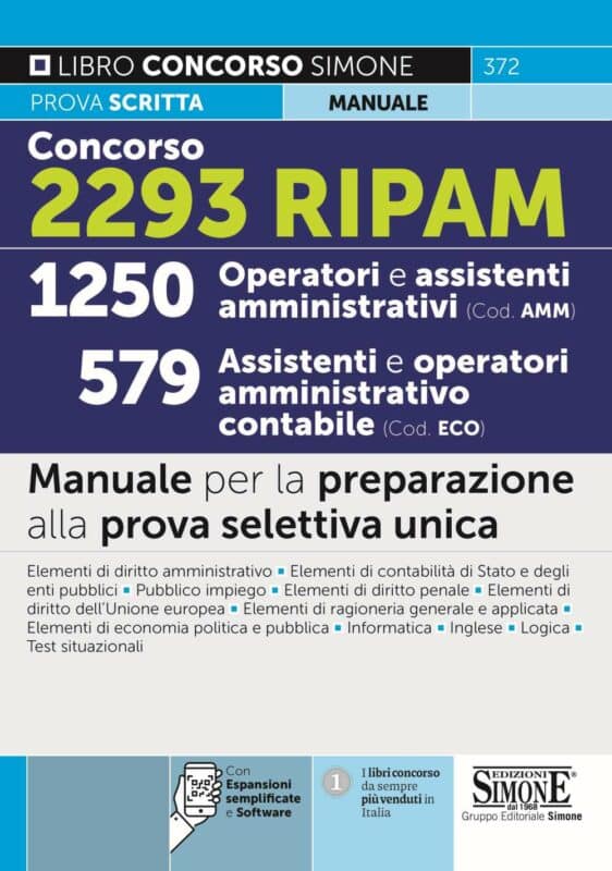 Manuale Concorso 2293 posti RIPAM 2022 – Per prova selettiva unica