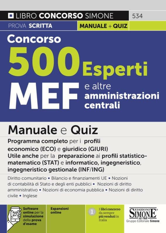 Concorso 500 Esperti MEF e altre amministrazioni centrali – Manuale e Quiz